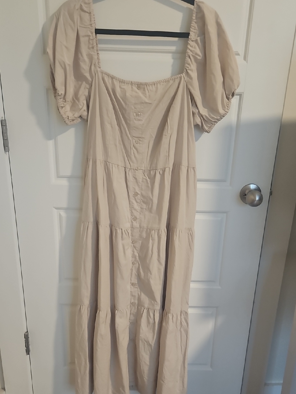 Time and Tru Cream Puff-Sleeve Tiered Maxi Dress